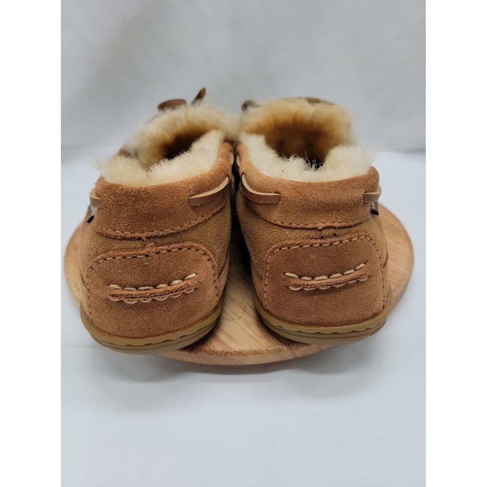 LL Bean Wicked Good Moccasins Slipper Womens 10M Brown Suede Leather & Shearling - Picture 5 of 8